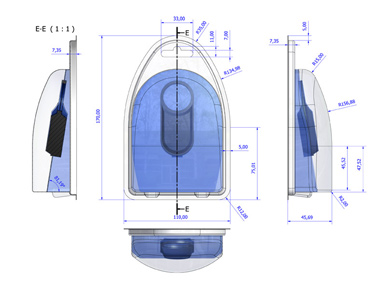 CAD 
      
 
 
 
 drawing and design of clam shell PVC packaging.