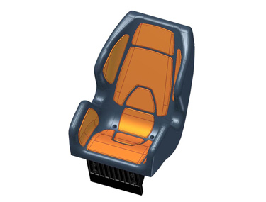 Safety baby seat designed for retail shopping carts. Polyurethane foam molded over plastic frame.