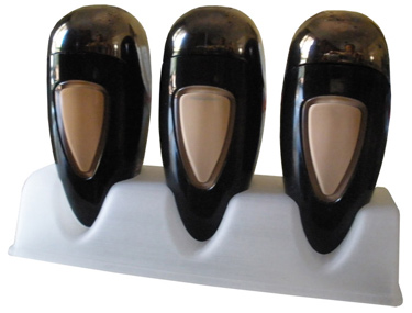 Prototypes 
      
 
 
 
 of spray pods and stand for cosmetic airbrush, developed and engineered by Atus Design, LLC. for Manhattan-based company Temptu. 